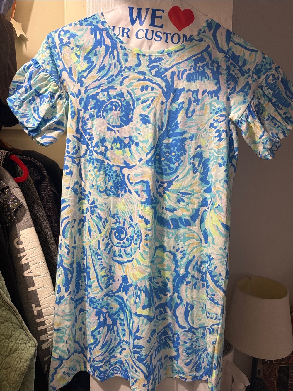 Lilly Pulitzer Blue, Aqua and White Floral Dress - XL